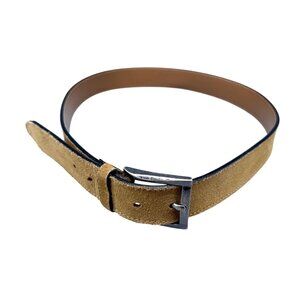 1901 Tan Suede Leather Men's Belt Silver Buckle Size 36  Brazil